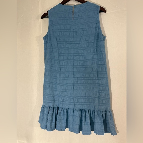 Emery Rose Dress S Blue Sleeveless Textured Ruffle Hem Casual Summer Sheath NWOT - Picture 5 of 7